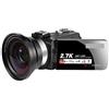 QZCX Videocamera Digitale, Videocamera for videocamera da 2,7K for videocamera digitale 16x zoom digitale 3,0 pollici tocco Lcd. Videocamera a schermo con wifi(64GB SD Card,Camera-Lens)