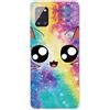 MUTOUREN Cover per Samsung Galaxy A71 5G Custodia in Silicone TPU Trasparenti Ultra Sottile Antigraffio Antiurto Protettivo Case con Pellicola Proteggi Schermo, Cielo Stellato e Simpatico Gatto