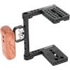 CAMVATE Dslr - Fotocamera con stabilizzatore immagine, base, a forma di gabbia, con manico in legno per Nikon, Sony