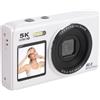 Sxhlseller Fotocamera Digitale 5k per Fotografia, Fotocamera WiFi Vlog WiFi a Doppio Schermo da 80 MP con Zoom 18x, Focus Automatico AF, Scheda di Memoria da 32 GB per la Registrazione (WHITE)