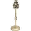 Annadue Microfono Vintage Finto, Modello Simulazione Stile Retrò con Base Stabile e Asta di Supporto, Set per Fotografia (Oro)