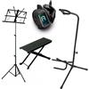Zoundhouse Bundle per principianti (54: poggiapiedi + leggio + supporto per chitarra + sintonizzatore clip on/nero)