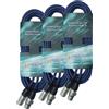 keepdrum DMX004 BL - Cavo DMX, 6 m, 3 pin, XLR, 3 pezzi, colore: Blu