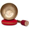 XDrum Set Completo Campana Tibetana XDrum Omshanti 17 cm, Fatto a mano in India | Materiale: lega di ottone, Diametro: ca. 17 cm, Peso: ca. 900 g, Colore: oro, Cuscino, Ideale come base per campana tibetana