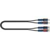 QUIK LOK - RKSA/180-5 - 2 RCA MASCHIO/2 RCA FEMMINA,Cavo adattatore Quik Lok ROK SOLID, 2 x RCA M / 2 x RCA F, Lunghezza 5 mt, Colore Nero