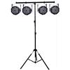 SHARD-LAB Set impianto luci led di effetti discoteca teatro dj deejay 4 PAR 18 LED RGB DMX + STATIVO LUCI A T ELEVATORE