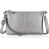 Befen, pochette da polso da donna, in pelle, con scomparti per carte di credito, colore: argento