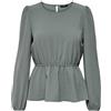 ONLY Onlmette DAR L/S O-Neck Top Noos Wvn T-Shirt, Balsamo Verde, L Donna