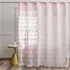 YJ YANJUN Tenda da doccia vintage in pizzo rosa con mantovana attaccata, tenda in pizzo floreale per bagno, stile rustico shabby chic, bordo smerlato, 183 x 183 cm, 1 pannello