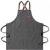 Tosewever Grembiule da chef in cotone con retro incrociato in tela per uomo e donna con tasche grandi, grigio, M