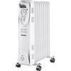 Perel Radiatore a olio 2000 W, 9 elementi, riscaldamento elettrico, 3 livelli di calore, termostato, ruote, a risparmio energetico, max. 25 m², bianco
