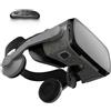 BHJAYIGS Occhiali VR, Visore Realtà Virtuale 3D, VR Visore Cuffie, Glasses 3D con Lenti HD Anti Luce Blu, Compatibili con Smartphone iPhone Android da 4,7-7,2 Pollici, Regalo di Natale, Regalo(D)