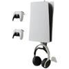 Generico Supporto da parete console per PS5/PS5 Pro/PS5 Slim, supporto da parete per console con controller e supporto per cuffie Supporto da parete per gioco (Nero)