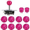 SagaSave Kit fai da te per giochi arcade, controller di gioco per PC, kit fai da te con 1 joystick arcade e 10 pulsanti arcade, rosa
