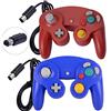 ONE250 Confezione da 2 controller classici per joypad con cavo, compatibile con Wii NGC Gamecube Game Cube (rosso e blu)