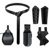 LLTTEER Costume medievale da cavaliere, set di accessori per Halloween, costume da necromico, medievale, guerriglieri medievali, borsa da cintura, fondina per spada e bottiglia per cosplay (Nero)