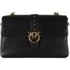 Pinko Borsa Pelle, Tracolla Love One Extra Slouchy, 36 x 22 x 12 cm, Nero con Dettagli Oro Anticato