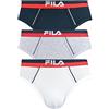 FILA Slip da uomo, confezione da 3 pezzi, logo urbano, cotone elasticizzato, tinta unita, Blu marino, XXL