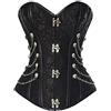 jutrisujo Donna Jacquard Steampunk Corsetto Pelle Gothic Bustier Corset pirata barocco Natale taglie forti nero 3XL