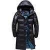 Generic Cappotto lungo da uomo in piuma d'oca, cappotto invernale caldo e spesso, giacca imbottita con cappuccio, parka, abbigliamento esterno, Rosso, L