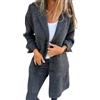 Juankrynord da Donna Elegante Risvolto Casual Monopetto Cappotto Lungo Colore Solido Cardigan Cappotto Midi Lavoro Ufficio Bottone Pisello Cappotto Sottile Cardigan Tunica (Verde,S)