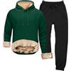 Generico Set Due Pezzi Uomo con Felpa e Pantaloni, Felpa con Cappuccio e Forro Sherpa, Pullover, Pantaloni in Pelliccia, Set Termico per Inverno(Green, XL)
