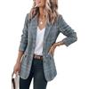 IDEALSANXUN Blazer da Donna in Tweed Autunno Inverno Casual Plaid Pied de Poule Blazer da Lavoro Giacche, Marrone, Medium