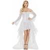 jutrisujo corsetto bustino in pizzo con gonna donna sexy lungo asimmetrico elegante corpetto taglie forti bianca XL