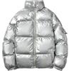 Generic Giacca imbottita da uomo, giacca imbottita spessa da uomo, cappotto invernale caldo con collo alto, cerniera, cappotti trapuntati per il freddo, argento, taglia 5XL