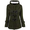 Generic Cappottino Donna Invernale Cappotto da donna con bottoni in corno tinta unita Cardigan imbottito con cappuccio Giubbotto Canadian Donna Giacche Piumini Donna (Green, S)