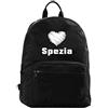 Tipolitografia Ghisleri Zaino ultras cuore bianconero La SPEZIA calcio adulto bambino in nylon con tasche cerniera e spalline - prodotto personalizzato