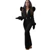 Foweknow Tuta da neve da donna, termica, tuta da sci da donna, tuta intera stretta, elegante, tuta invernale calda, impermeabile, con cappuccio, abbigliamento da sci termico, per snowboard, Nero , S