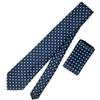 Emila Cravatta e pochette di seta blu con fazzoletto da taschino abbinate set classico elegante per matrimonio comunioni feste business occasioni speciali primavera estate 2026 Blu micro fantasia