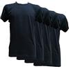 Fontana Calze Fontana Intimo 4 Magliette Manica Corta Scollo Tondo in Puro Cotone Filo di Scozia, Comfort e freschezza sulla Pelle (3XL, Nero)
