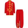 Oyolan Unisex Abbigliamento Arti Marziali Tai Chi Bambino Costume Cinese Tradizionale Vestito Kung Fu 3-16 Anni, rosso, 5-6 Anni