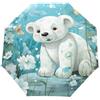 LINNIKEEEE Orso Polare Colorato Di Arte Per Bambini Automatico Antivento Ombrello Pieghevole con Auto Apri Chiudi Portatile Ombrelli per Viaggi Spiaggia Donne Bambini