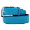 Emila Cintura azzurra scamosciata uomo donna vera pelle cinta in camoscio artigianale casual 3,5 cm con fibbia per jeans pantaloni abiti da ragazzo made in italy belt classica 105
