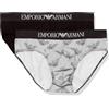 Emporio Armani Underwear Men's 2-Pack Classic Pattern Mix Brief, Slip Boxer Uomini, Eagle Print/Black,