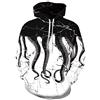 Huixin Uomini Uomini Casuali Lungo di Stampa Digitale 3D Octopus Design Pullover di Sport Costume Amanti della Moda Felpe con Cappuccio (Color : Bianca, Size : One Size)