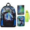Seven Freethink Set Scuola, Zaino con Astuccio 3 Zip, Diario e Borraccia, Design Multicolore (WRITE DOWN Blu)