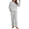 kosopse Tuta termica da donna, taglie forti, in morbido pile, per il tempo libero, 2 pezzi, da donna, in cotone softshell, grigio., M