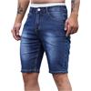 Duohropke Jeans da uomo, pantaloncini corti da uomo, jeans elasticizzati, vestibilità normale, bermuda, per il tempo libero, jeans sportivi, Blu, S