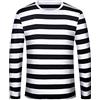 Ehoomely Camicia da Uomo a Righe Rosse e Bianche Waldo Costume da rapinatore di Halloween Pugsley Addams Nero Bianco a Righe t-Shirt Top, Lungo (Nero+Bianco), M