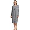 Viterbo Biancheria Camicia da Notte Donna in 100% Caldo Cotone Interlock Invernale PS22041 con Bottoni (Antracite, M)