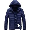 Generic Giacche invernali da lavoro per uomo, giacca imbottita leggera invernale da uomo, vestibilità slim, in piumino sintetico con cappuccio staccabile, blu, taglia 6XL