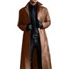 Generico Trench Cappotto da uomo Tinta Unita a Maniche Lunghe Gotico Slim Fit Trench da Uomo in Pelle Moda Retrò Cappotto Lungo in Pelle Sintetica Giacche