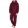 RUMAOZIA Tuta da uomo morbida e calda con cappuccio, pigiama intero in pile, tuta invernale in flanella, con chiusura lampo, pigiama da notte, Colore: rosa., M