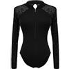 MWAHJU Body da ballo for donna con cerniera in pizzo, body a maniche lunghe for adulti Per Adulti(S 155cm to 160cm)