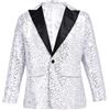 ranrann Giacca da Battesimo Bambino Ragazzo Blazer Elegante con Paillettes Cappotto in Paillettes Formale Costume da Cerimonia Comunione Festa Partito Suit Top Formale Argento 5-6 Anni