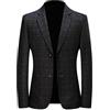 Beokeuioe Sakko - Giacca da uomo slim fit, Business Blazer, con 2 bottoni, per matrimonio, tempo libero, a quadretti, classica, per uomo e ufficio, Nero , S
